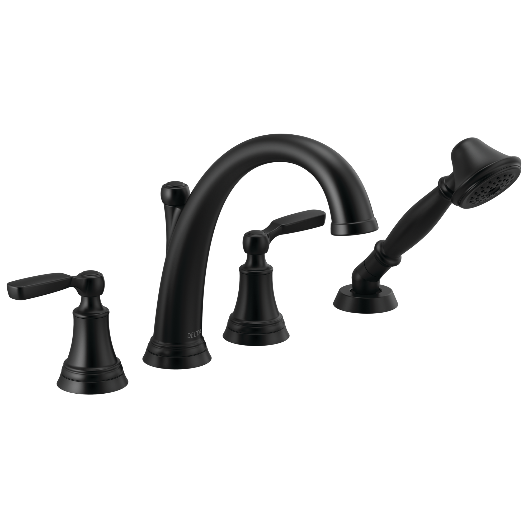Delta Faucet WoodhurstE Roman Tub with Hand Shower Trim - Matte Black