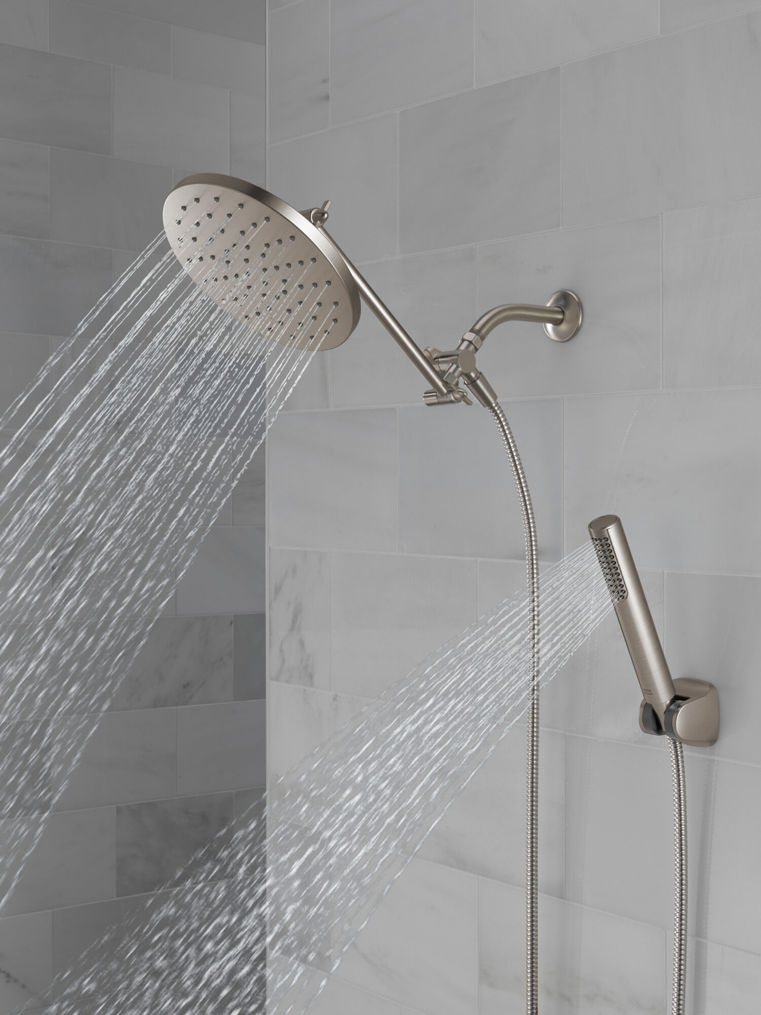 Adjustable Raincan Shower Head with Hand Shower in Spotshield