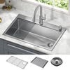 33&rdquo; Stainless Steel Workstation Kitchen Sink Drop-In Undermount Single Bowl with WorkFlow&trade; Ledge and Accessories