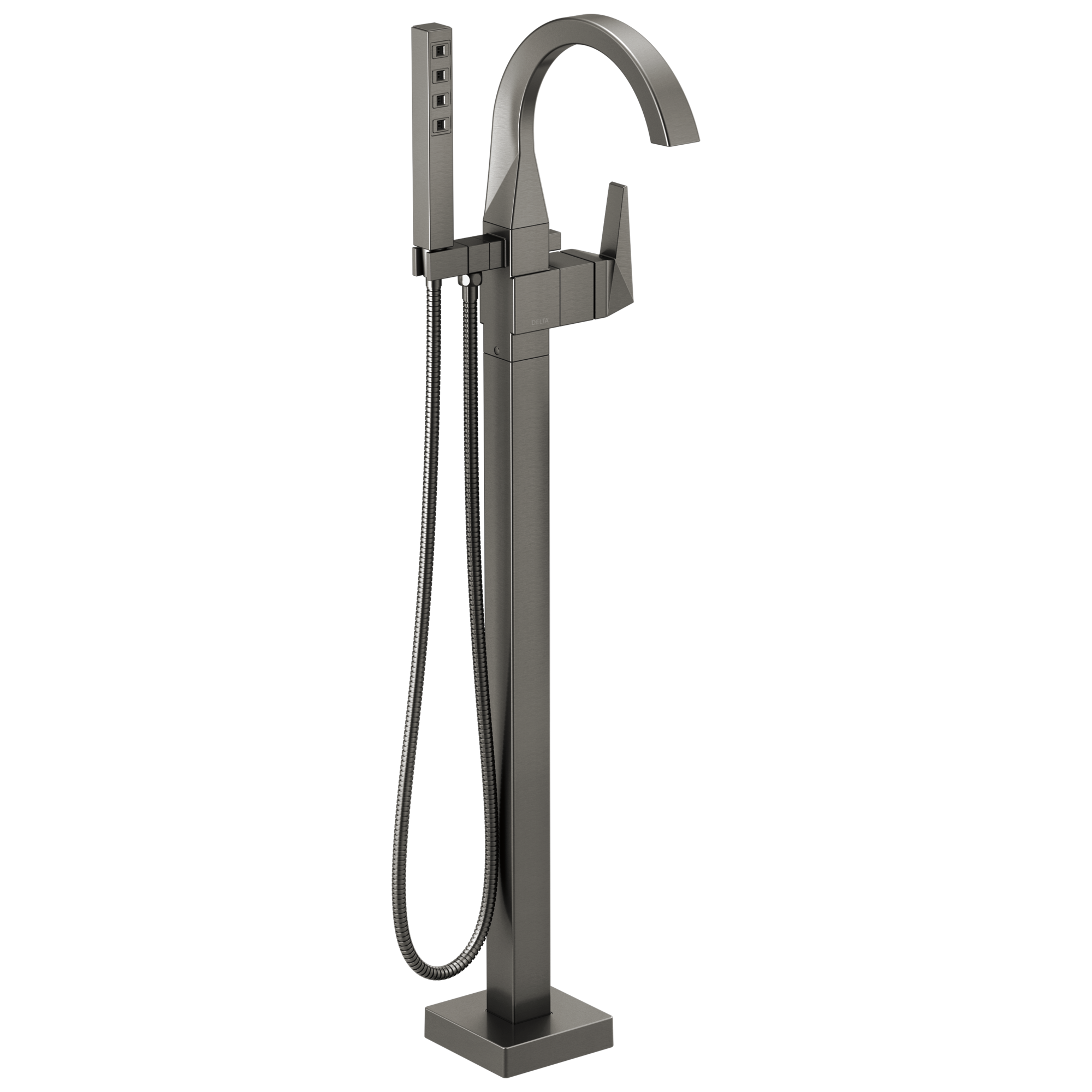 Delta Faucet TrillianE Single Handle Floor Mount Tub Filler Trim - Lumicoat Black Stainless