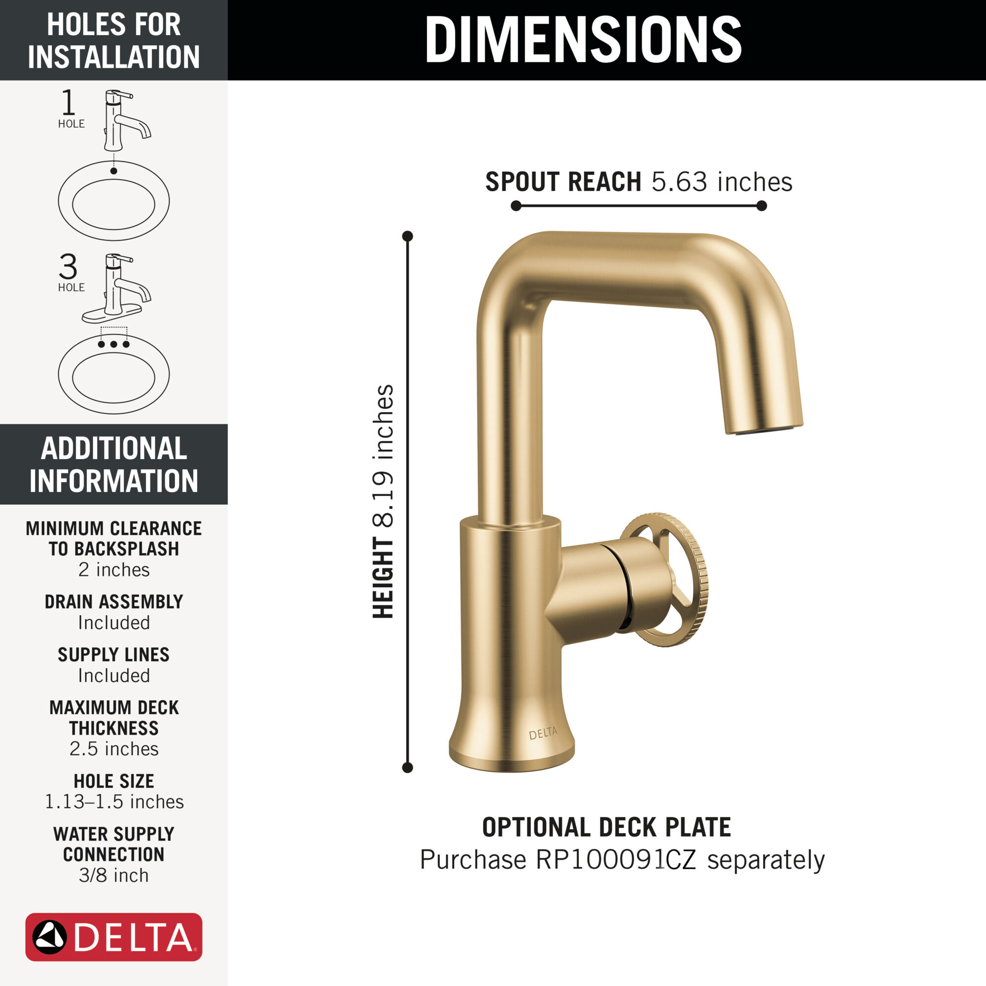 Single Handle Bathroom Faucet in Champagne Bronze 5547HAR-CZ-DST