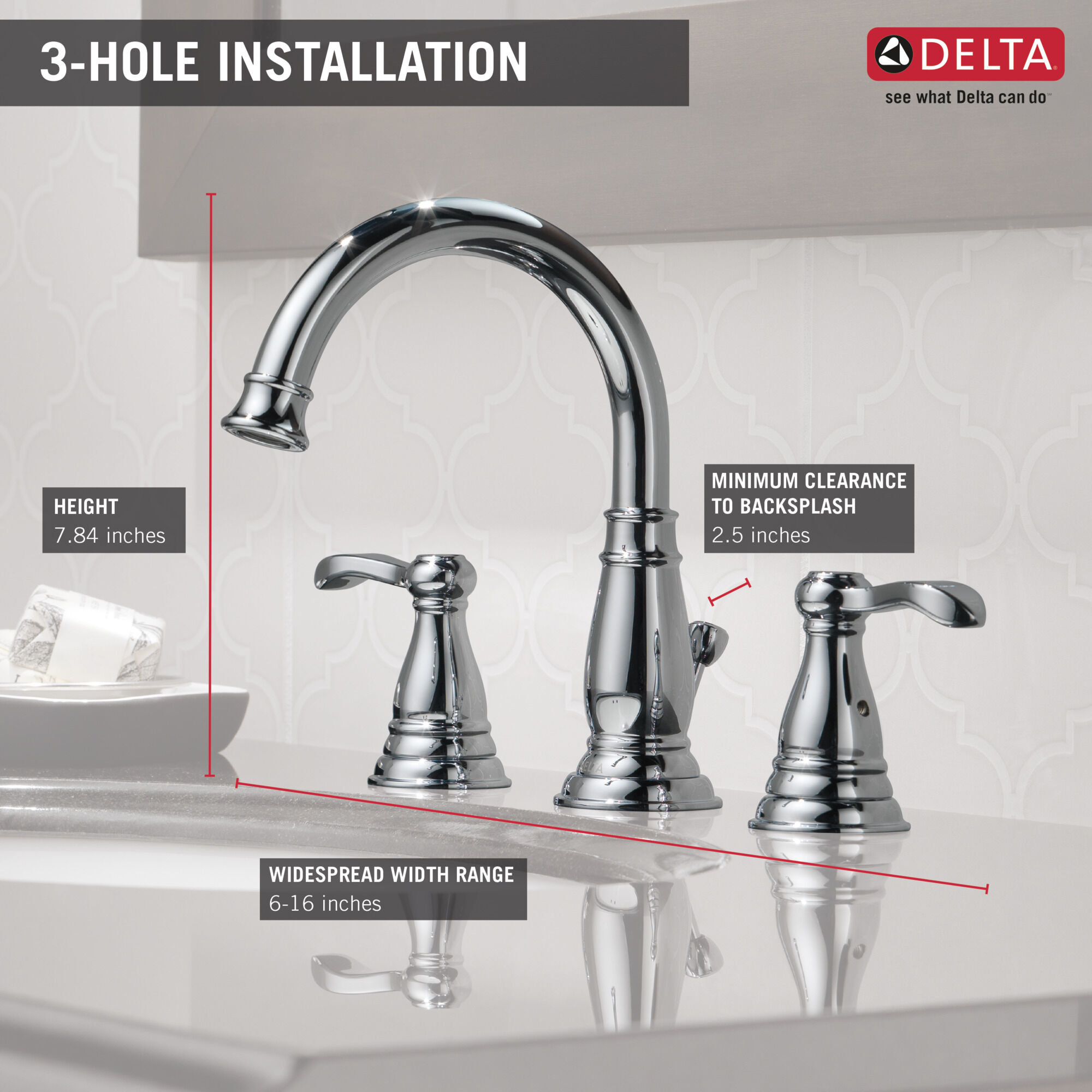 Two Handle Widespread Bathroom Faucet (Recertified) in Chrome