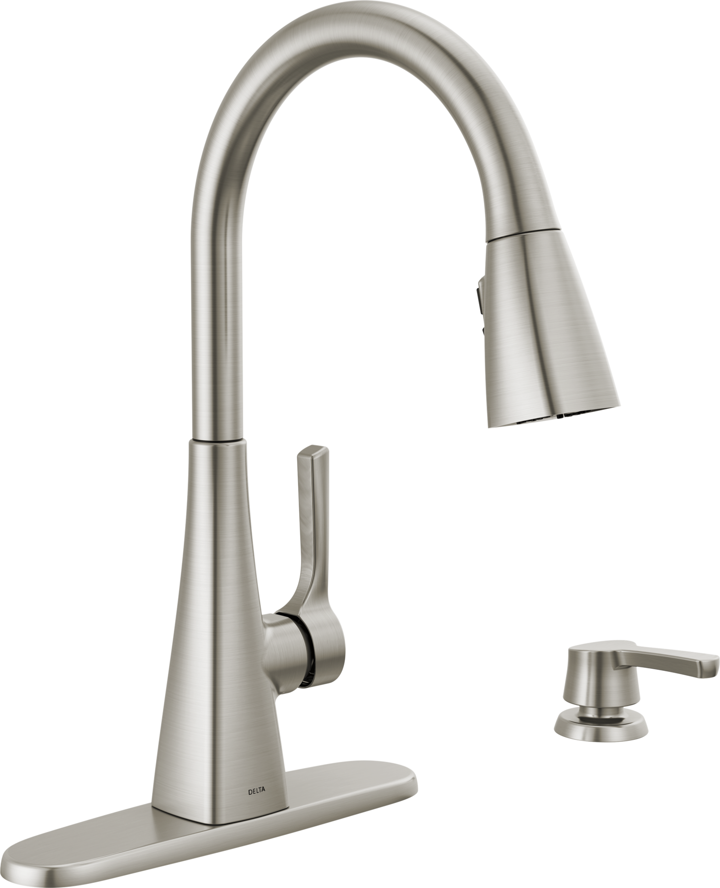 Single Handle Pull-Down Kitchen Faucet with Soap Dispenser and