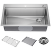 33&rdquo; Stainless Steel Workstation Kitchen Sink Drop-In Undermount Single Bowl with WorkFlow&trade; Ledge and Accessories