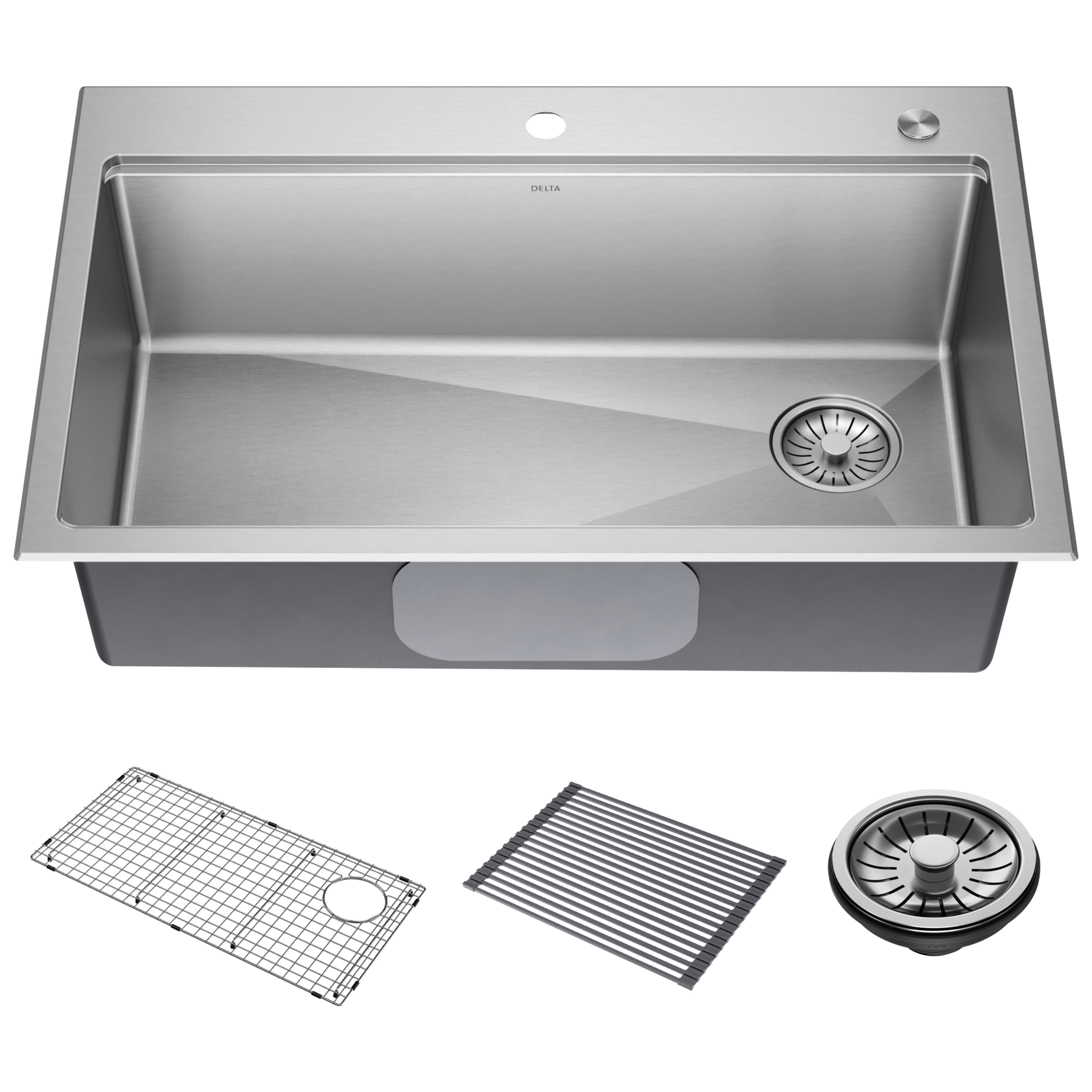 33&rdquo; Stainless Steel Workstation Kitchen Sink Drop-In Undermount Single Bowl with WorkFlow&trade; Ledge and Accessories
