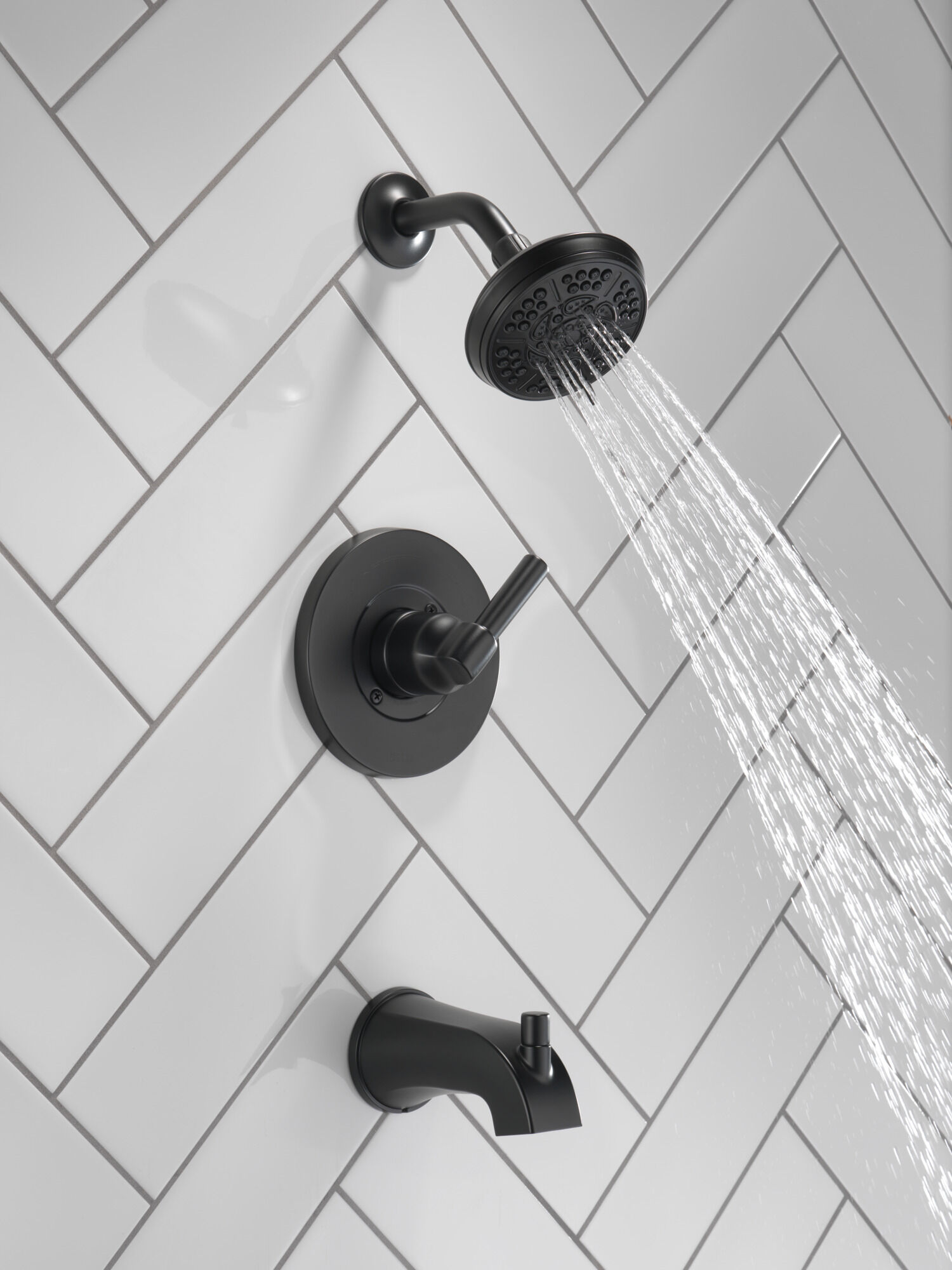 Tub/Shower Rough and Trim 1L 14S (Recertified) in Matte Black