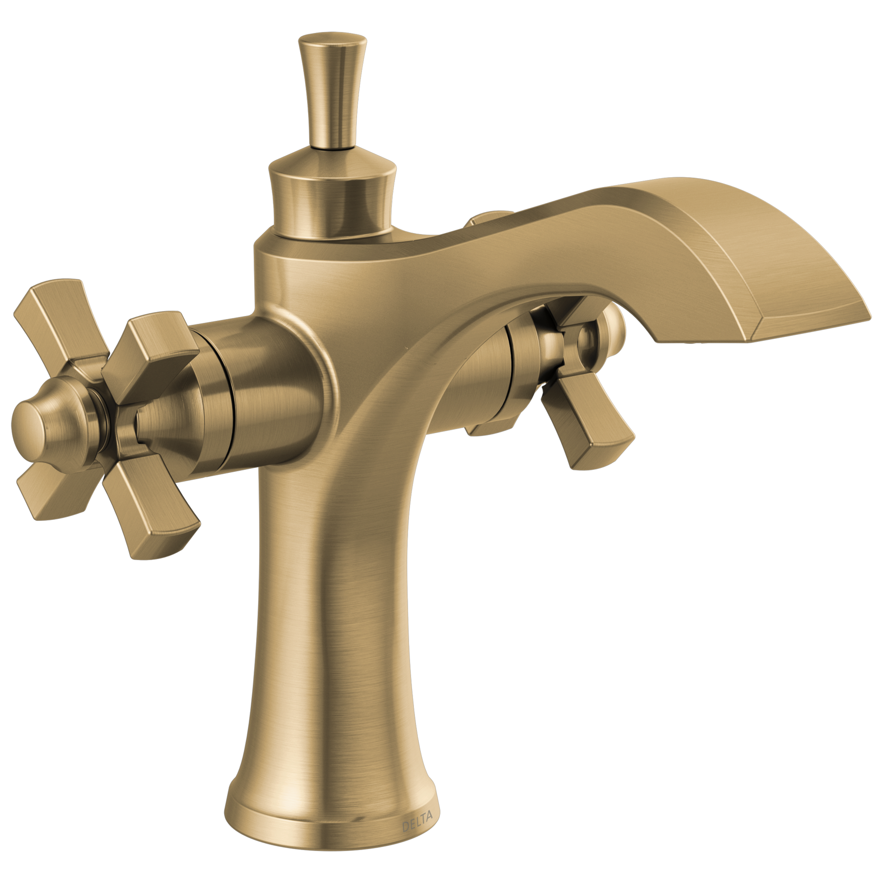 Two Handle Single Hole Monoblock Bathroom Faucet in Champagne