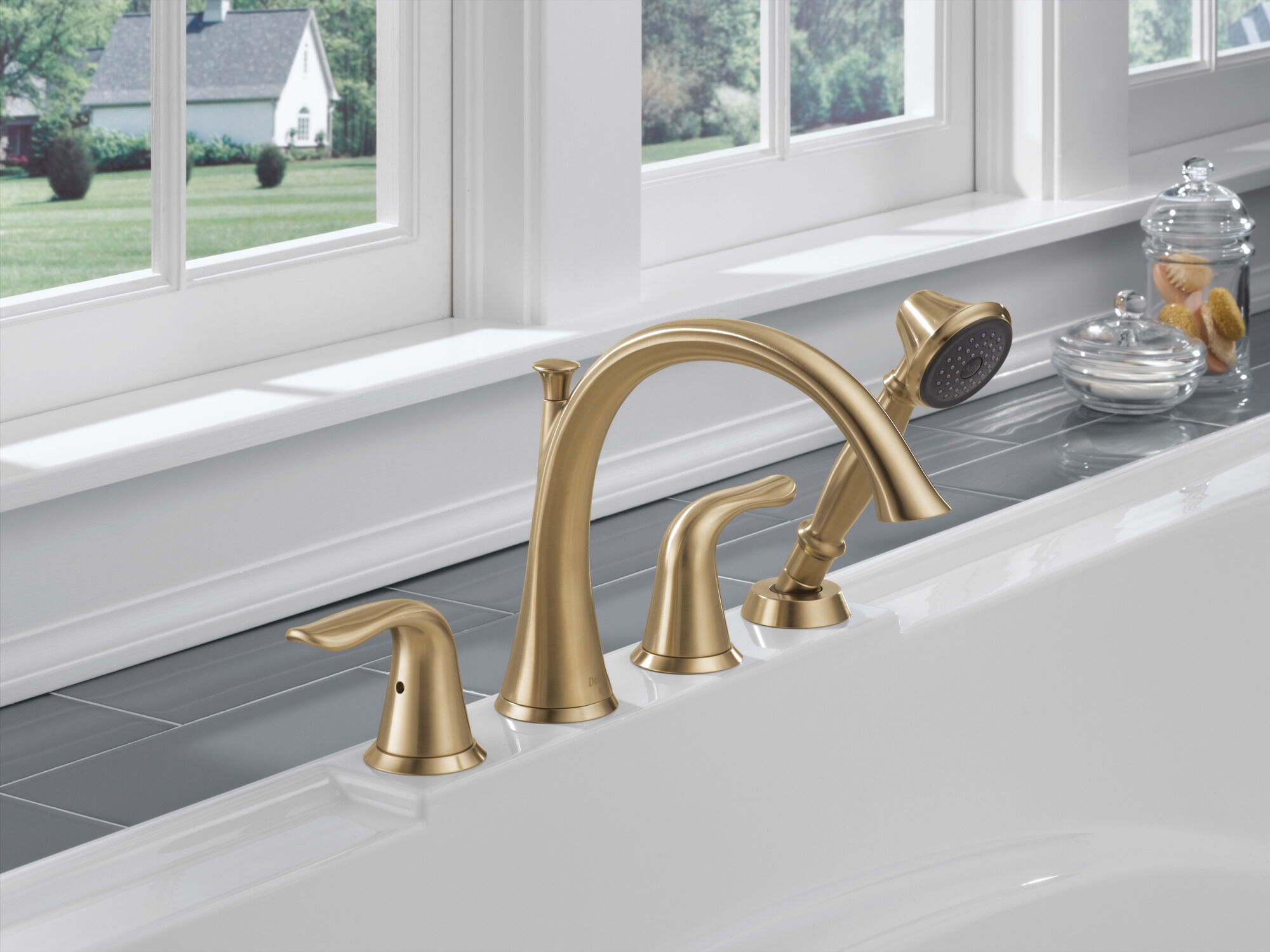 Roman Tub with Handshower Trim in Champagne Bronze T4738-CZ