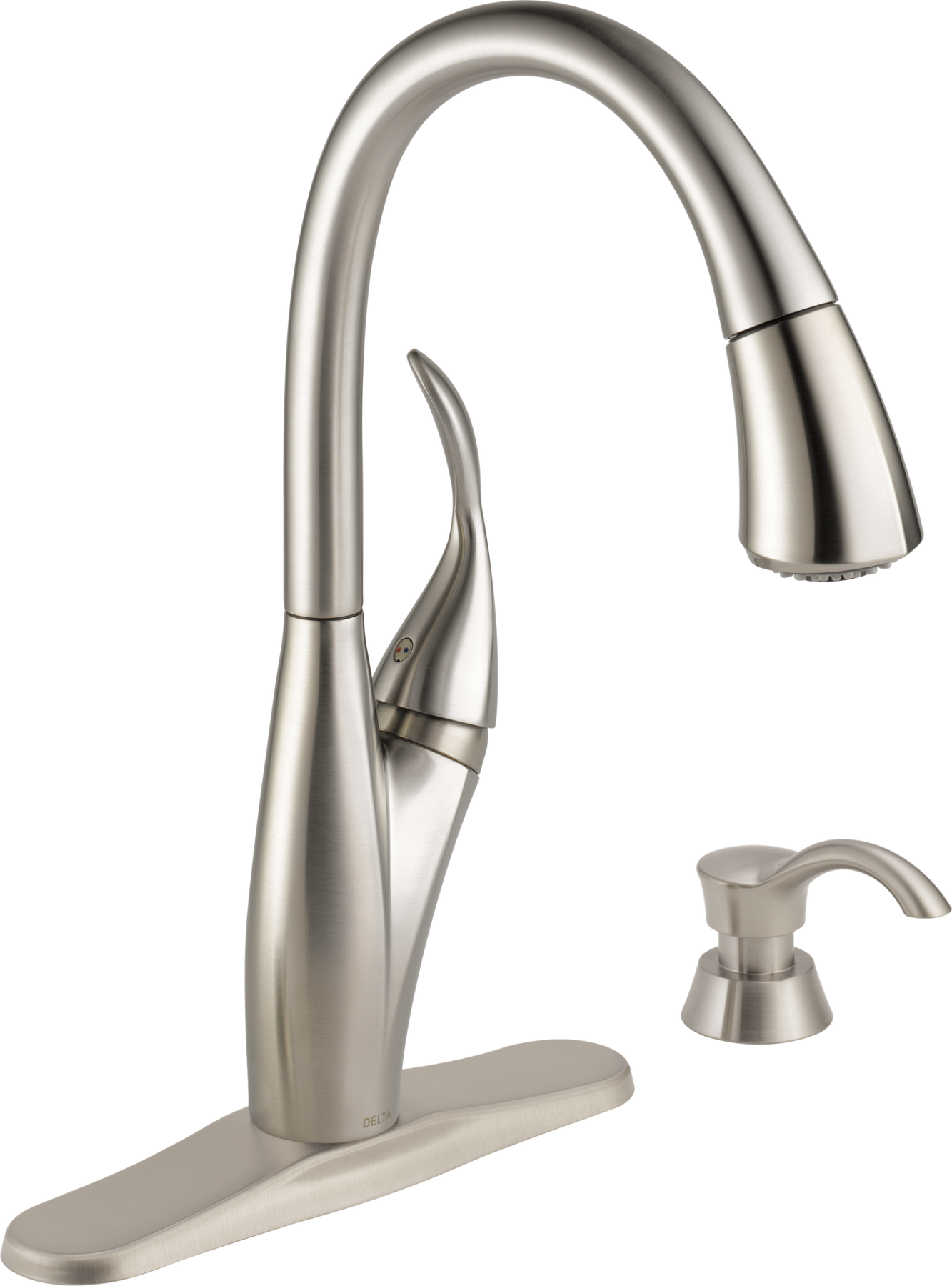 デルタページ Single Handle Pull-down Kitchen Faucet with MagnaTite and Soap