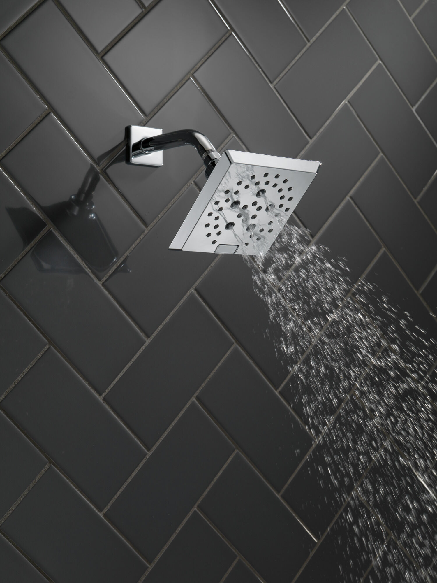 H2Okinetic® 5-Setting Angular Modern Raincan Shower Head in