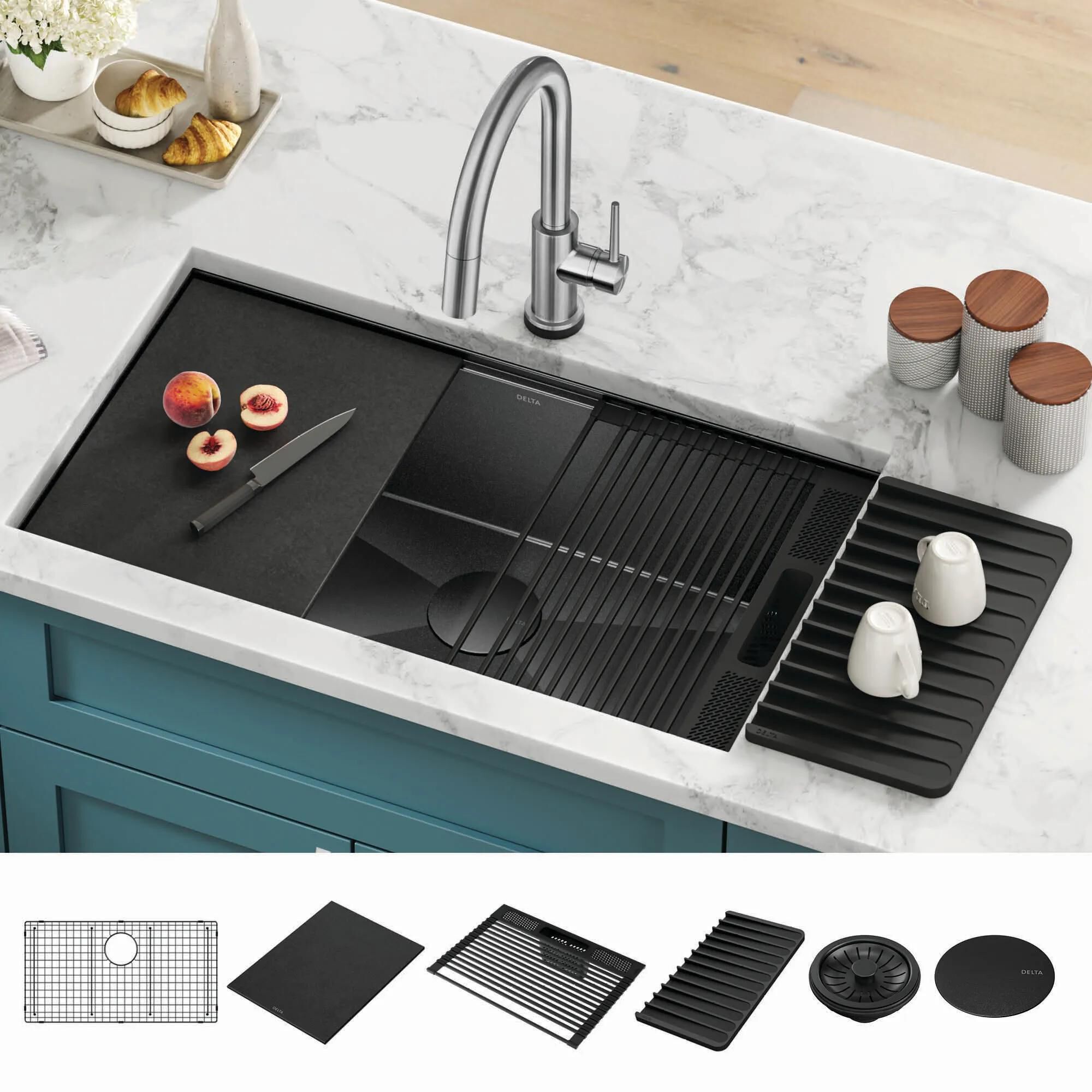 32” Undermount 16 Gauge Workstation Kitchen Sink Single with