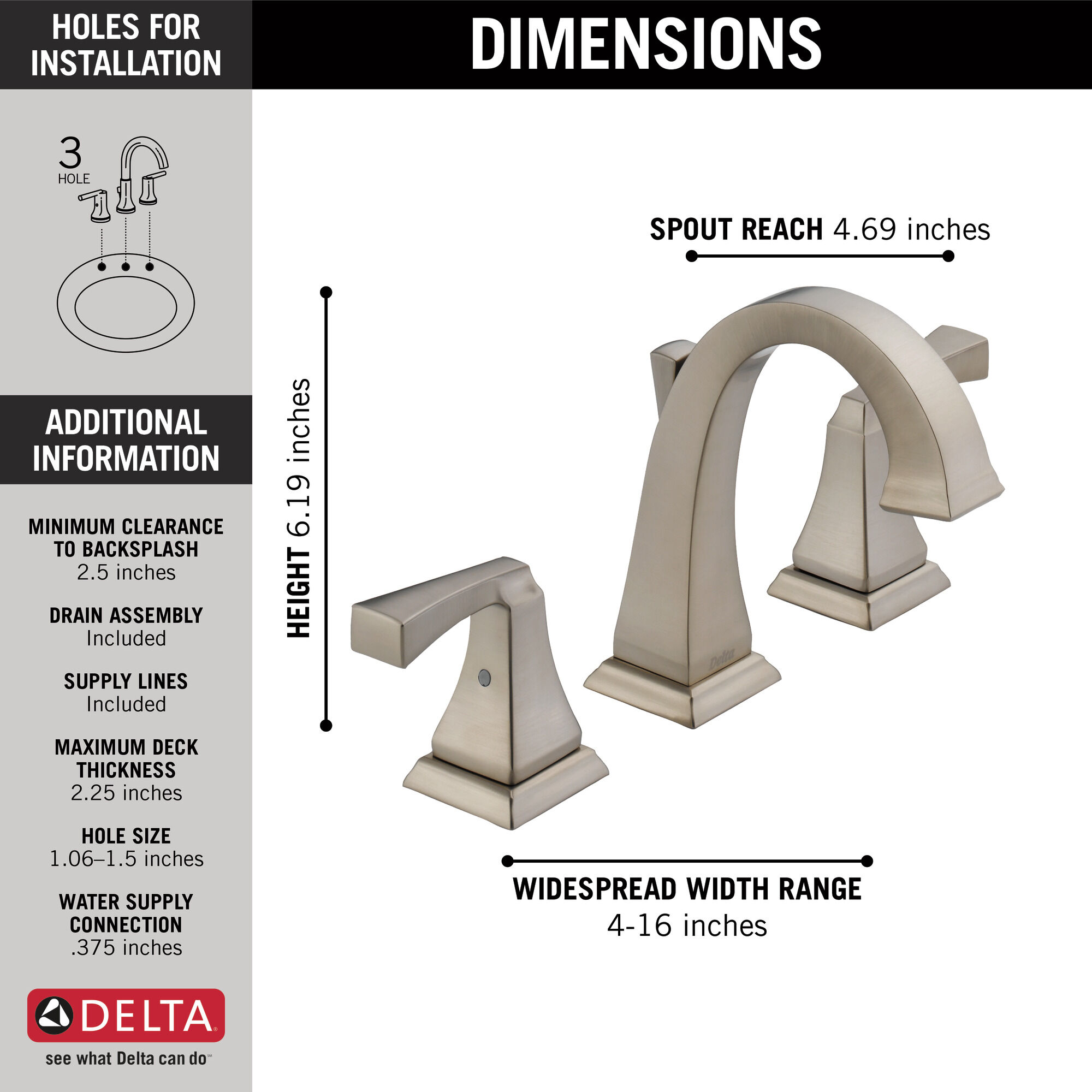 Two Handle Widespread Bathroom Faucet in Spotshield Stainless 3551