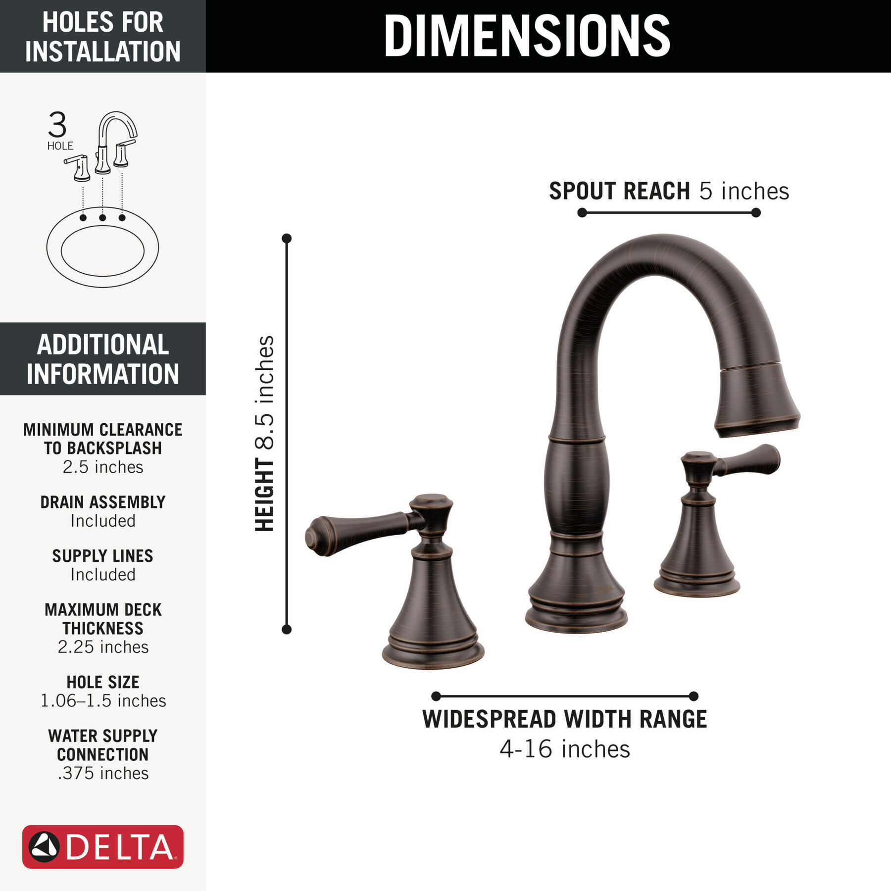 Two Handle Widespread Pull Down Bathroom Faucet in Venetian Bronze 3597 ...