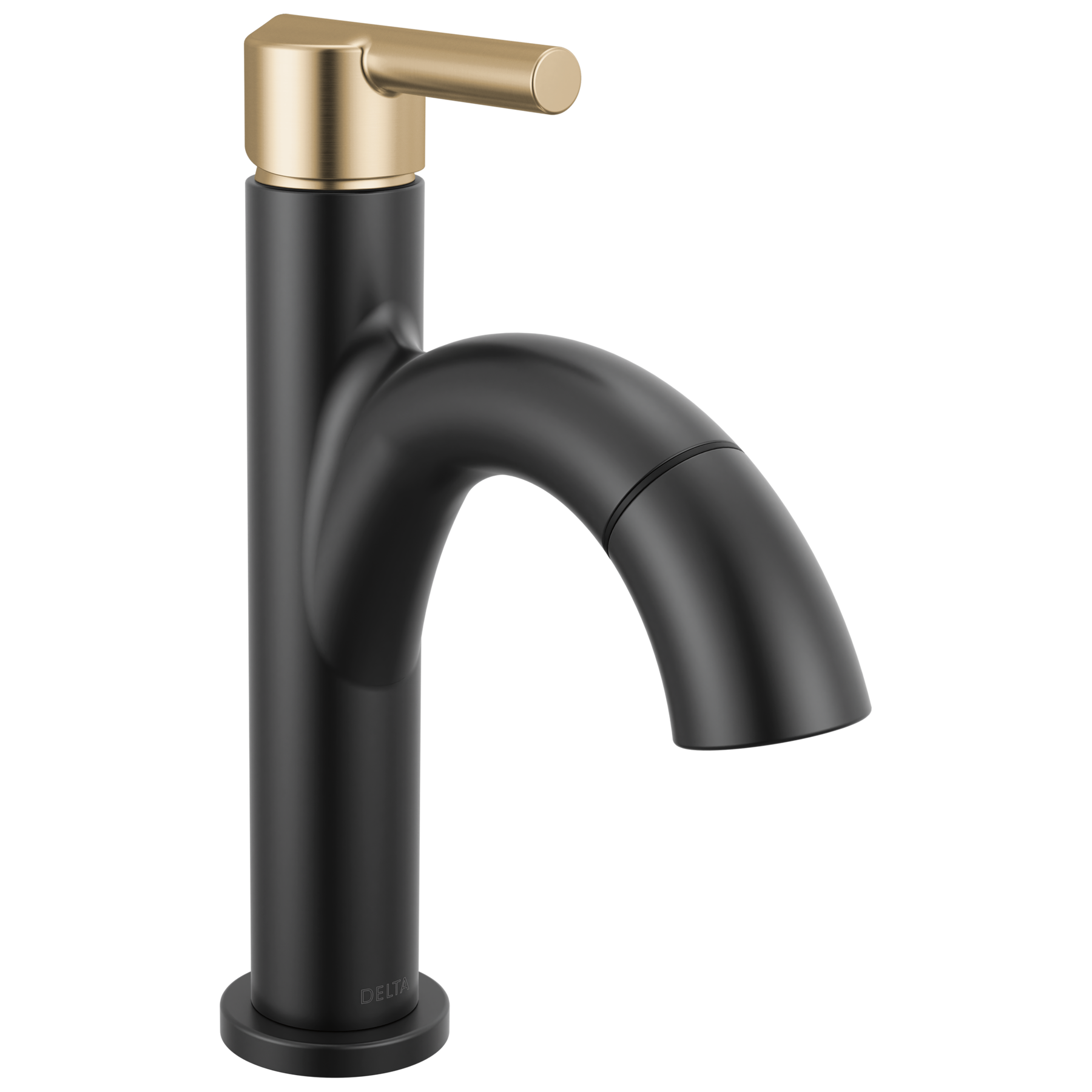 Single Handle Pull-Down Bathroom Faucet in Matte Black / Champagne