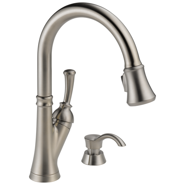 Single Handle Pull-Down Kitchen Faucet with Soap Dispenser