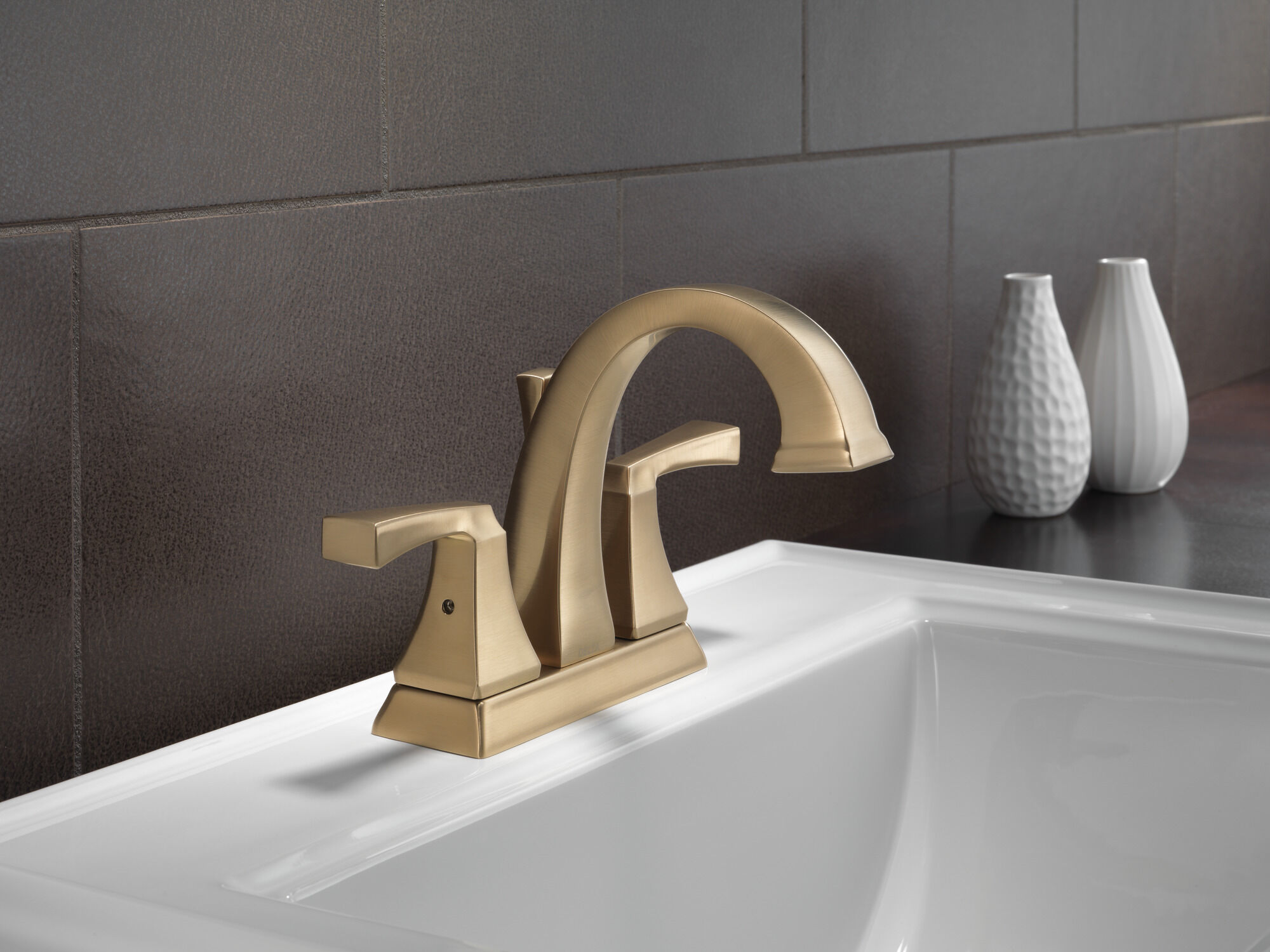 Two Handle Centerset Bathroom Faucet in Champagne Bronze 2551