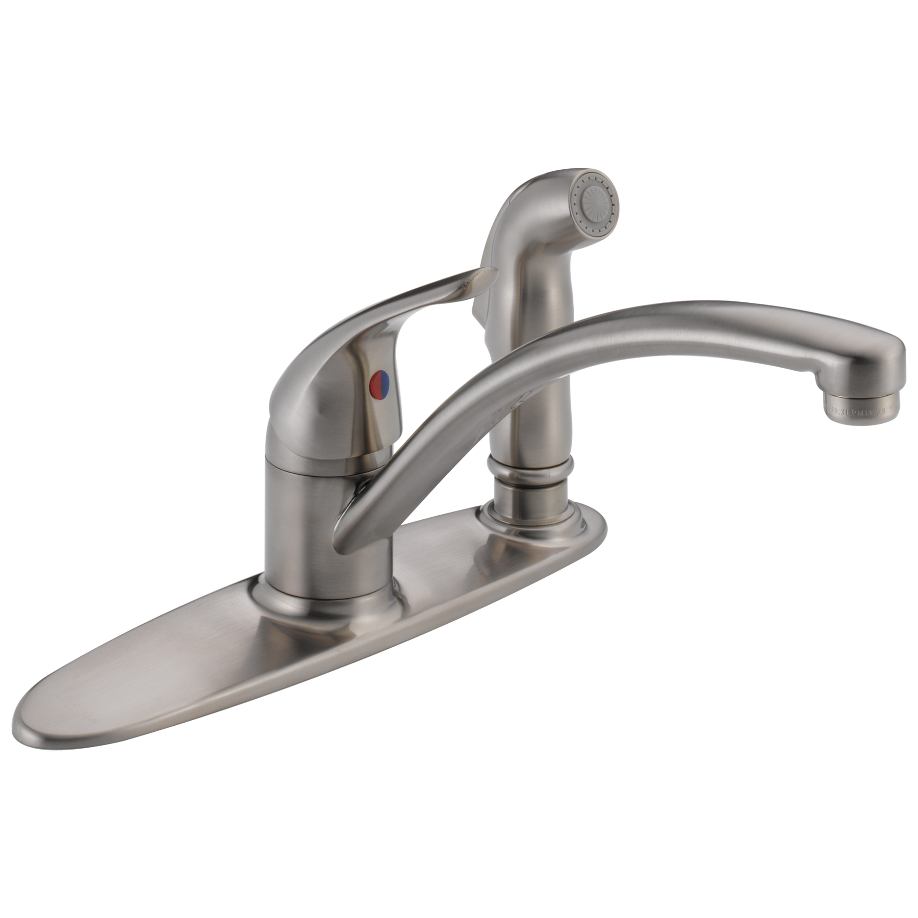 Single Handle Kitchen Faucet with Integral Spray in Stainless