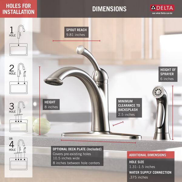 Single Handle Kitchen Faucet with Spray