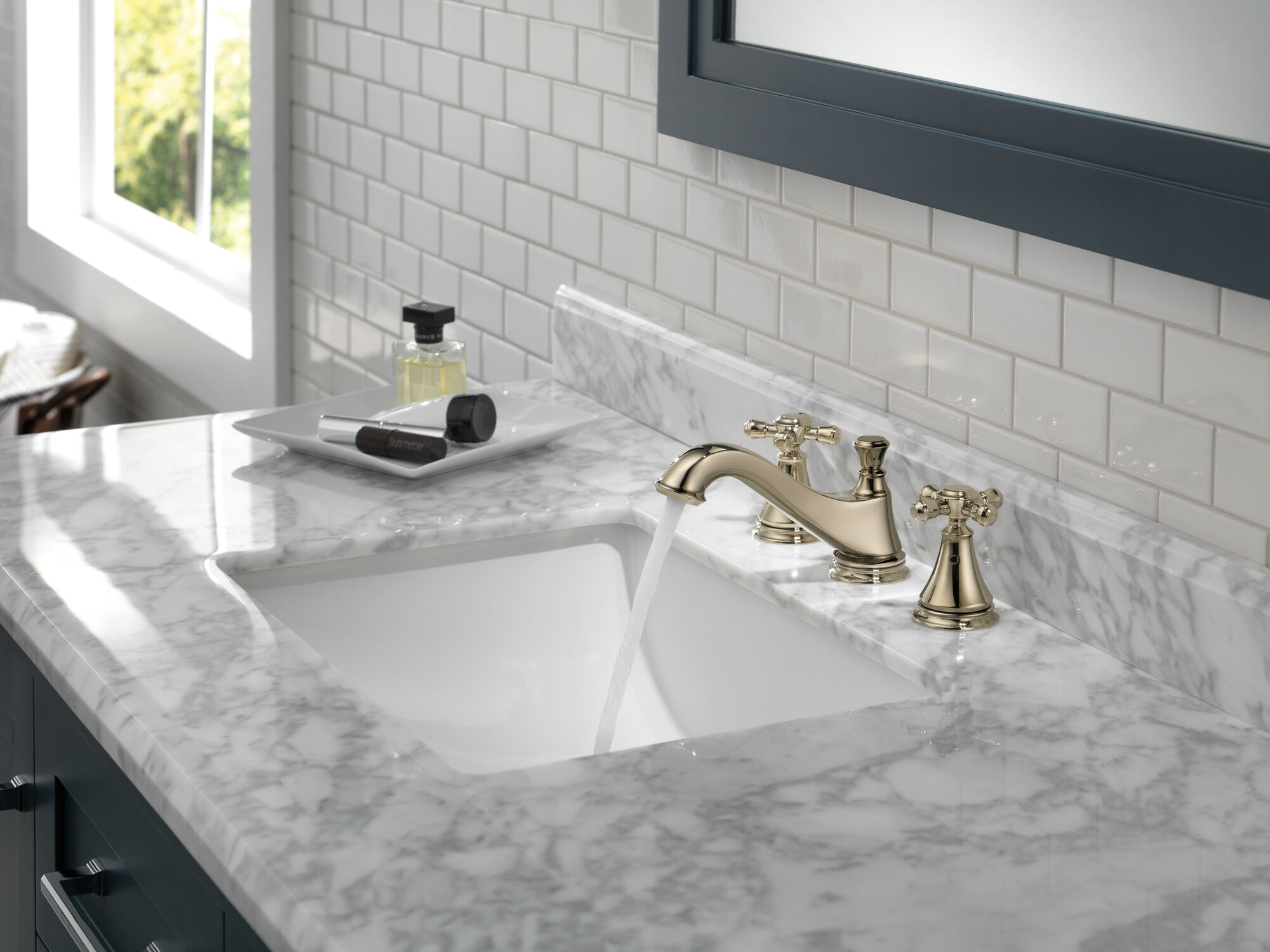 Metal Cross Handle Set - Deck Mount Bathroom & Bidet in Polished