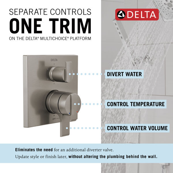 Angular Modern Monitor® 17 Series Valve Trim with 6-Setting Integrated  Diverter in Stainless T27967-SS | Delta Faucet