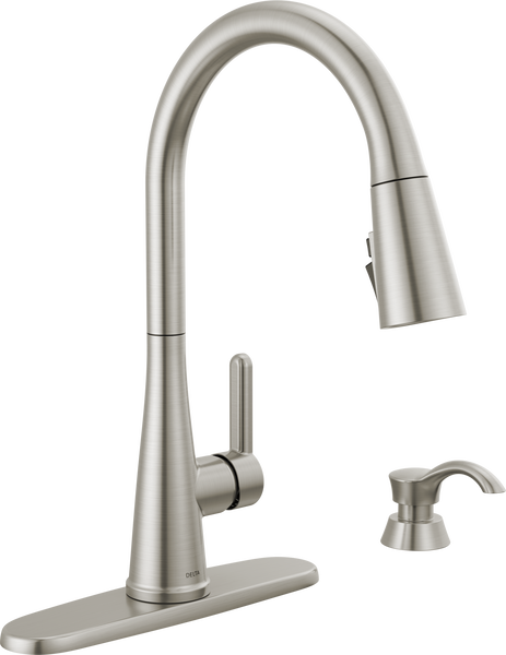 Single Handle Pull-Down Kitchen Faucet with Soap Dispenser and  ShieldSprayTechnology