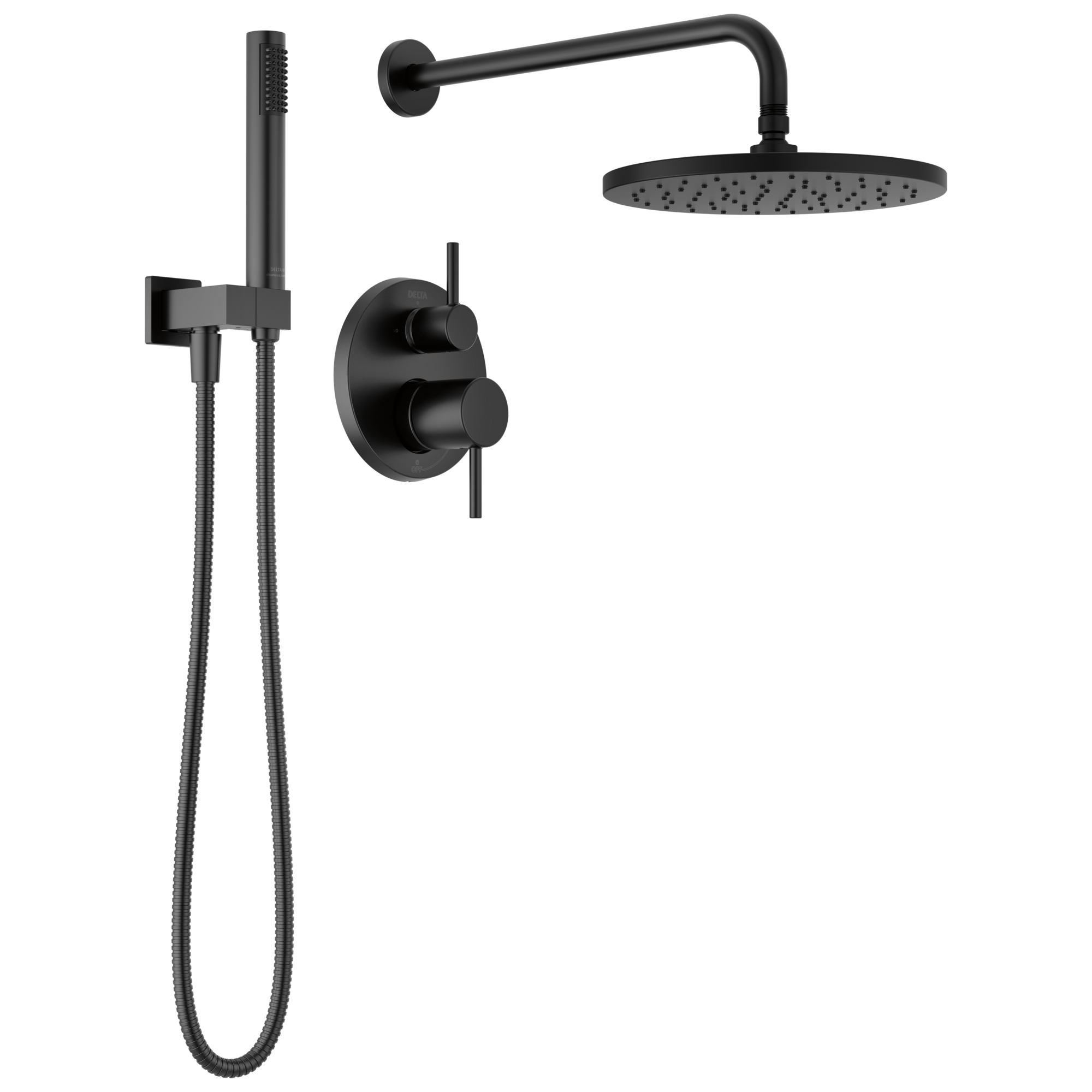 Delta Faucet Modern™ Monitor 14 Series Shower Trim - Raincan, Hand Shower & Rough Valve - 1.75 GPM in Matte Black