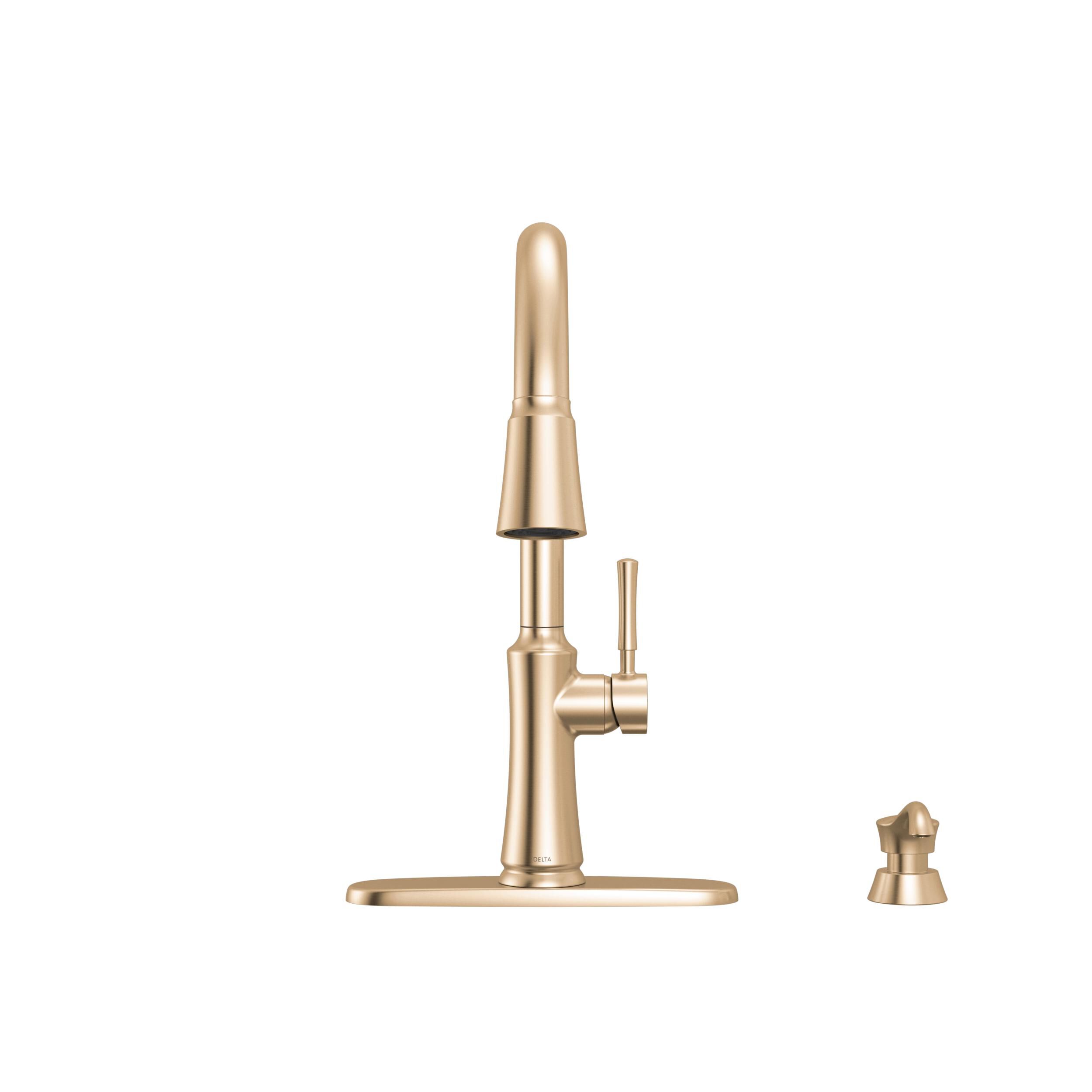 Chapado en Laton ゴールド　Mgs-23 Single Handle Kitchen Pull-Down Faucet w/ Soap Dispenser in