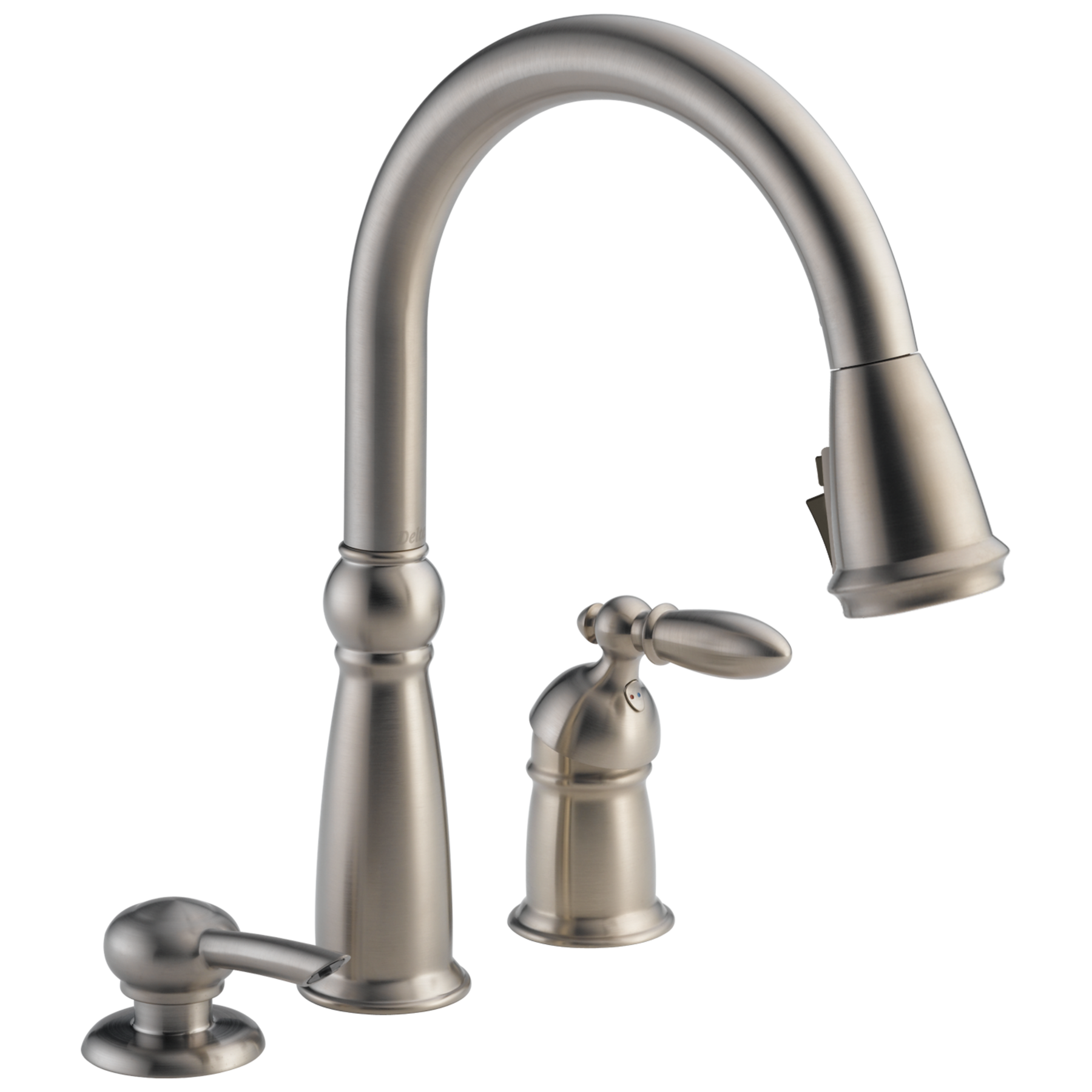Single Handle Pull-Down Kitchen Faucet with Soap Dispenser and