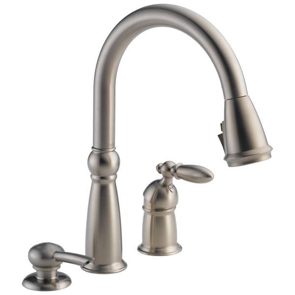 Single Handle Pull-Down Kitchen Faucet with Soap Dispenser and