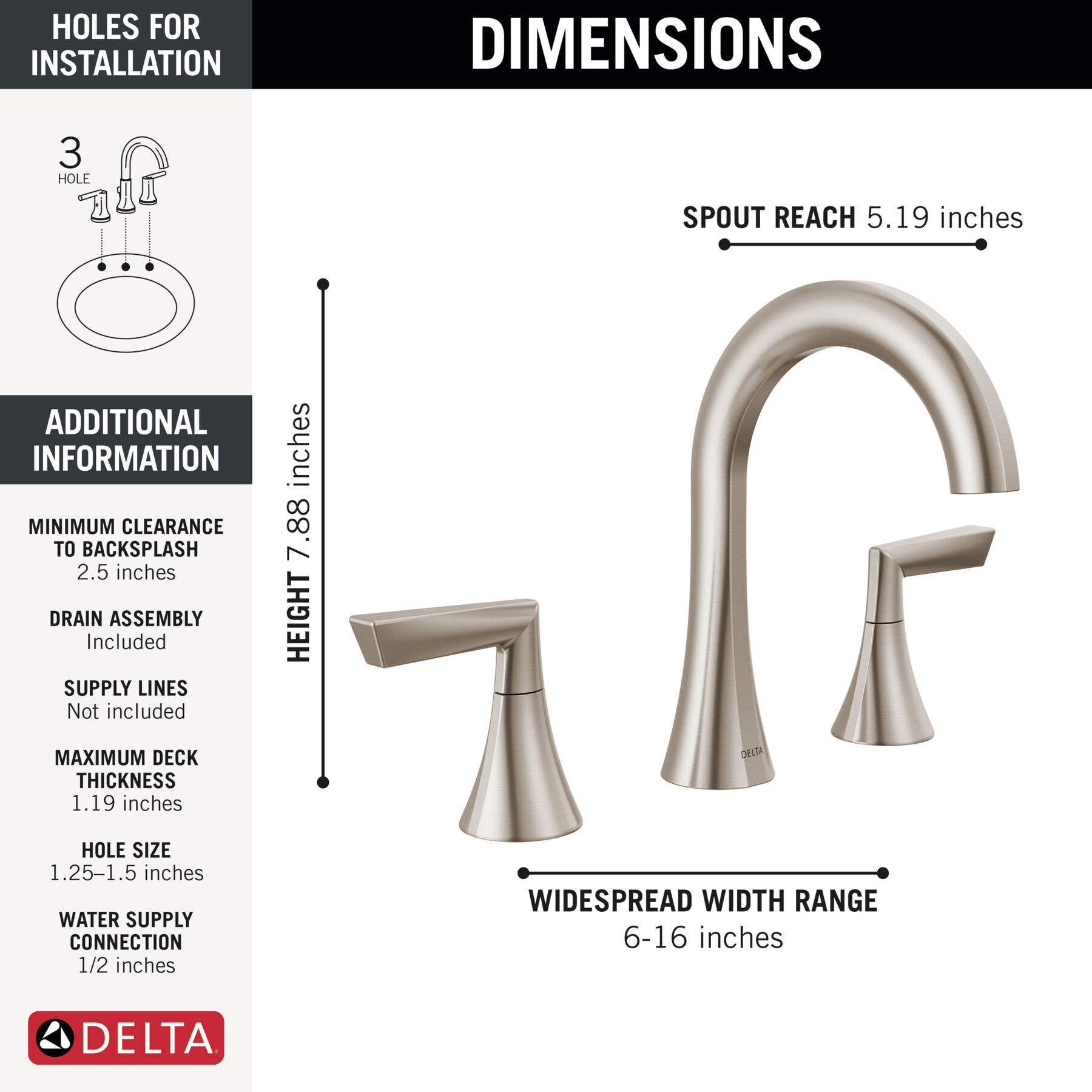 Two Handle Widespread Bathroom Faucet in Spotshield Brushed Nickel — thumbnail 2
