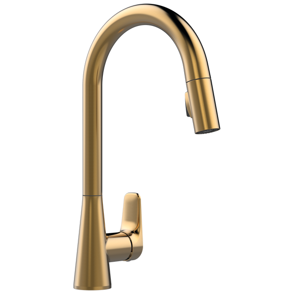 Single Handle Pull-Down Kitchen Faucet in Champagne Bronze 91355