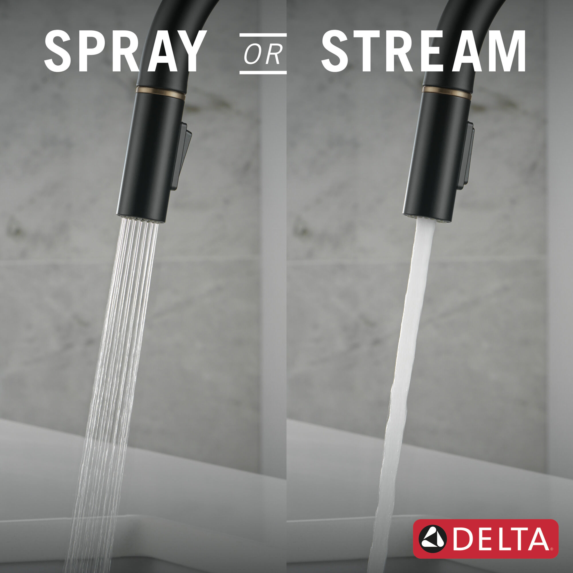 Single Handle Pull-Down Kitchen Faucet in Matte Black / Champagne