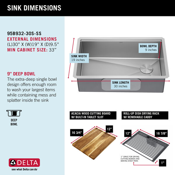 30â Workstation Kitchen Sink Undermount Stainless Steel ...