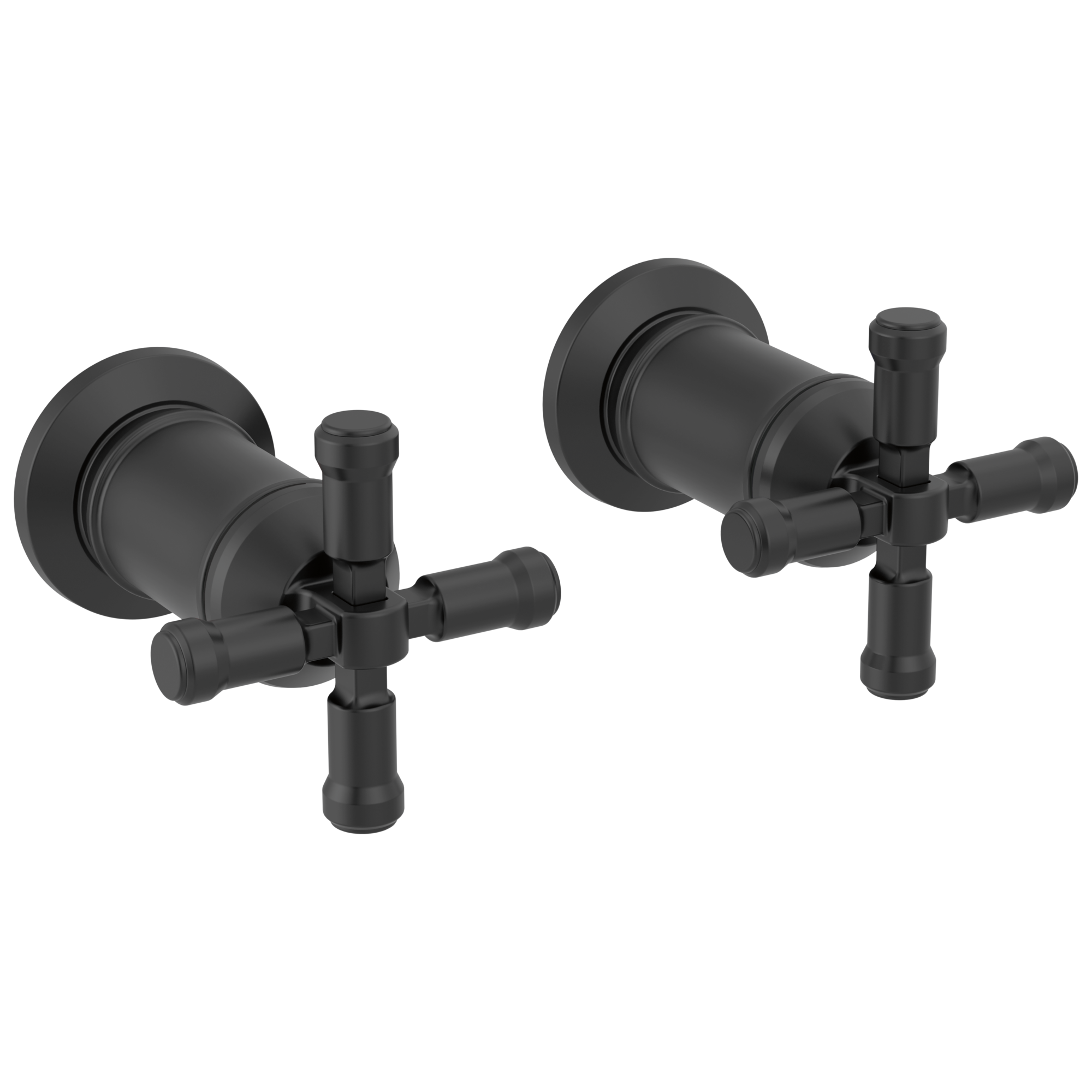 BroderickE Wall Mount Bathroom Faucet Handle Kit-Cross - Matte Black