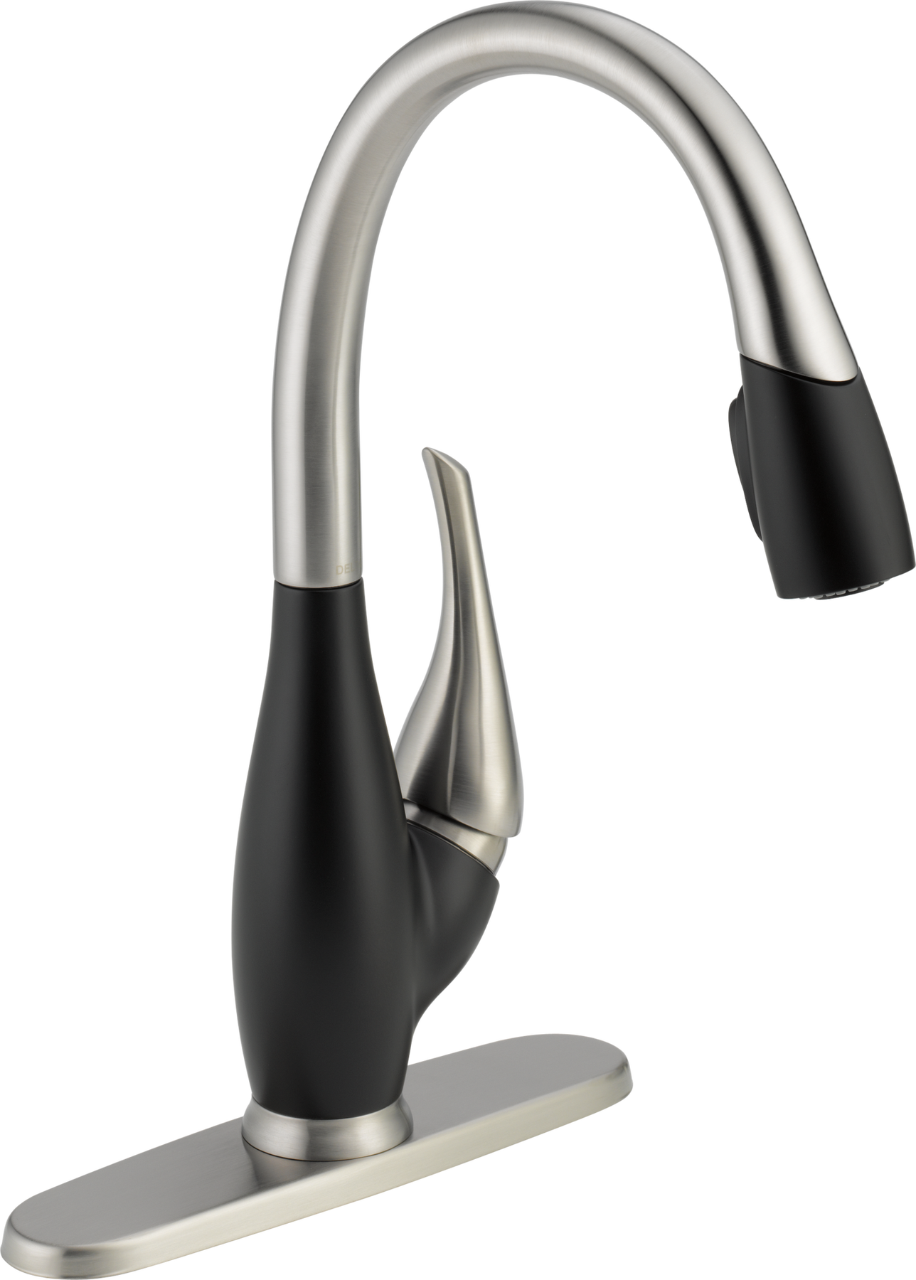 Single Handle Pull-Down Kitchen Faucet in Stainless / Black 9158