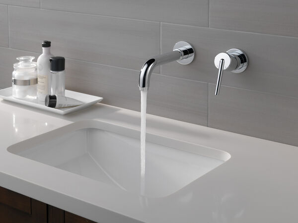 Single Handle Wall Mount Bathroom Faucet Trim In Chrome T3559lf Wl Delta - Fix Bathroom Sink To Wall