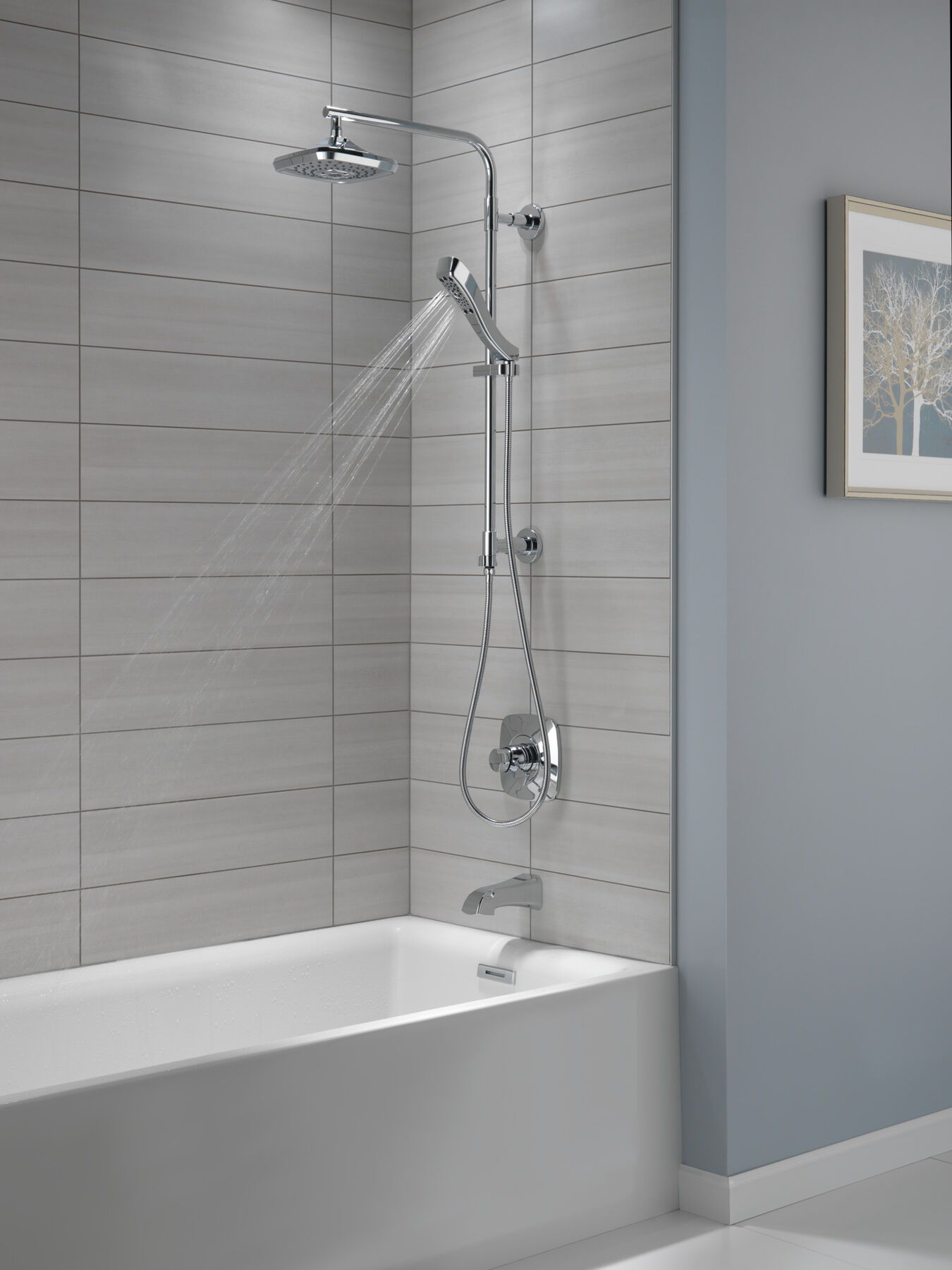 H2Okinetic® Single-Setting Slide Bar Hand Shower in Stainless 51579-SS | Delta Faucet