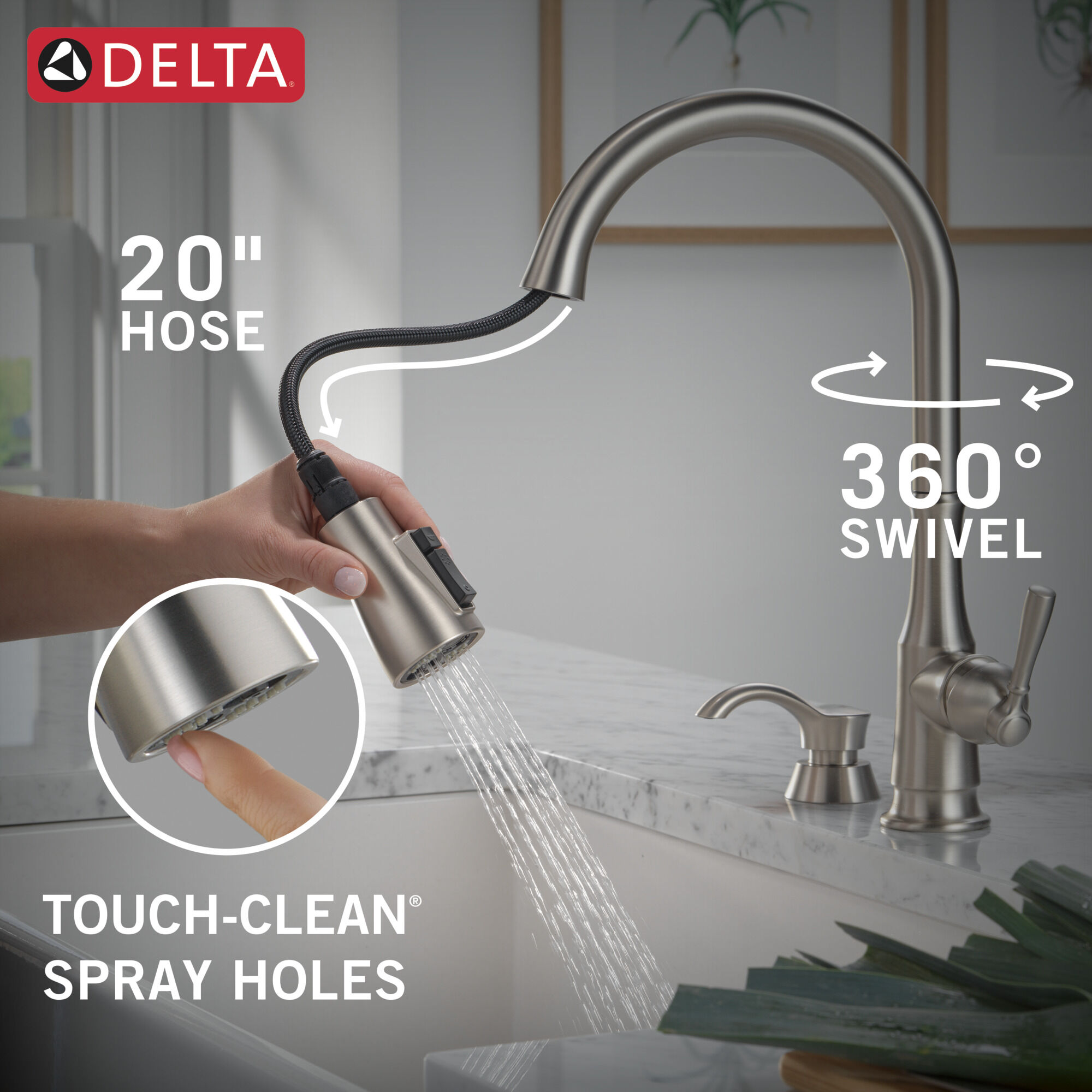 Single Handle Pull-Down Kitchen Faucet with Soap Dispenser and