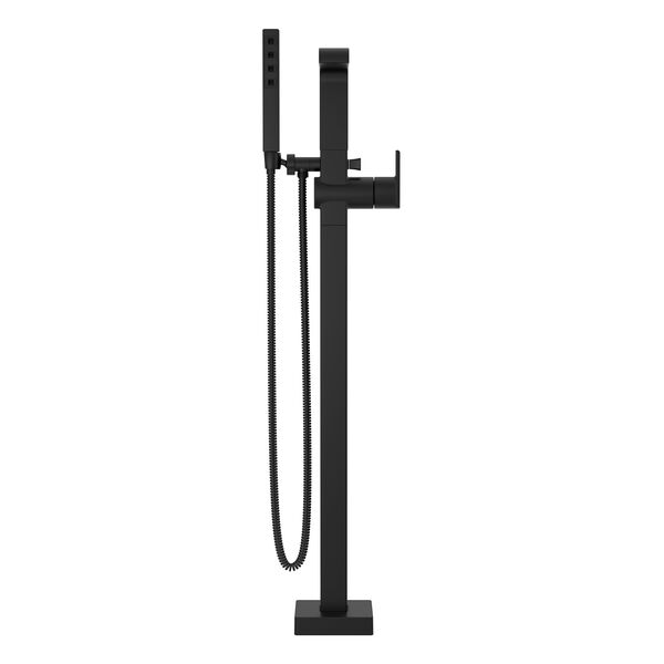 Single Handle Floor Mount Tub Filler Trim with Hand Shower in Matte