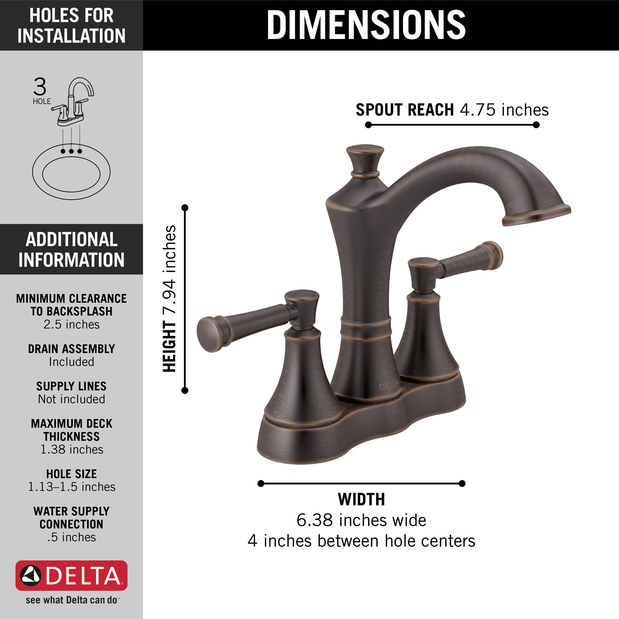 Two Handle Centerset Bathroom Faucet in Venetian Bronze 25757LF-RB