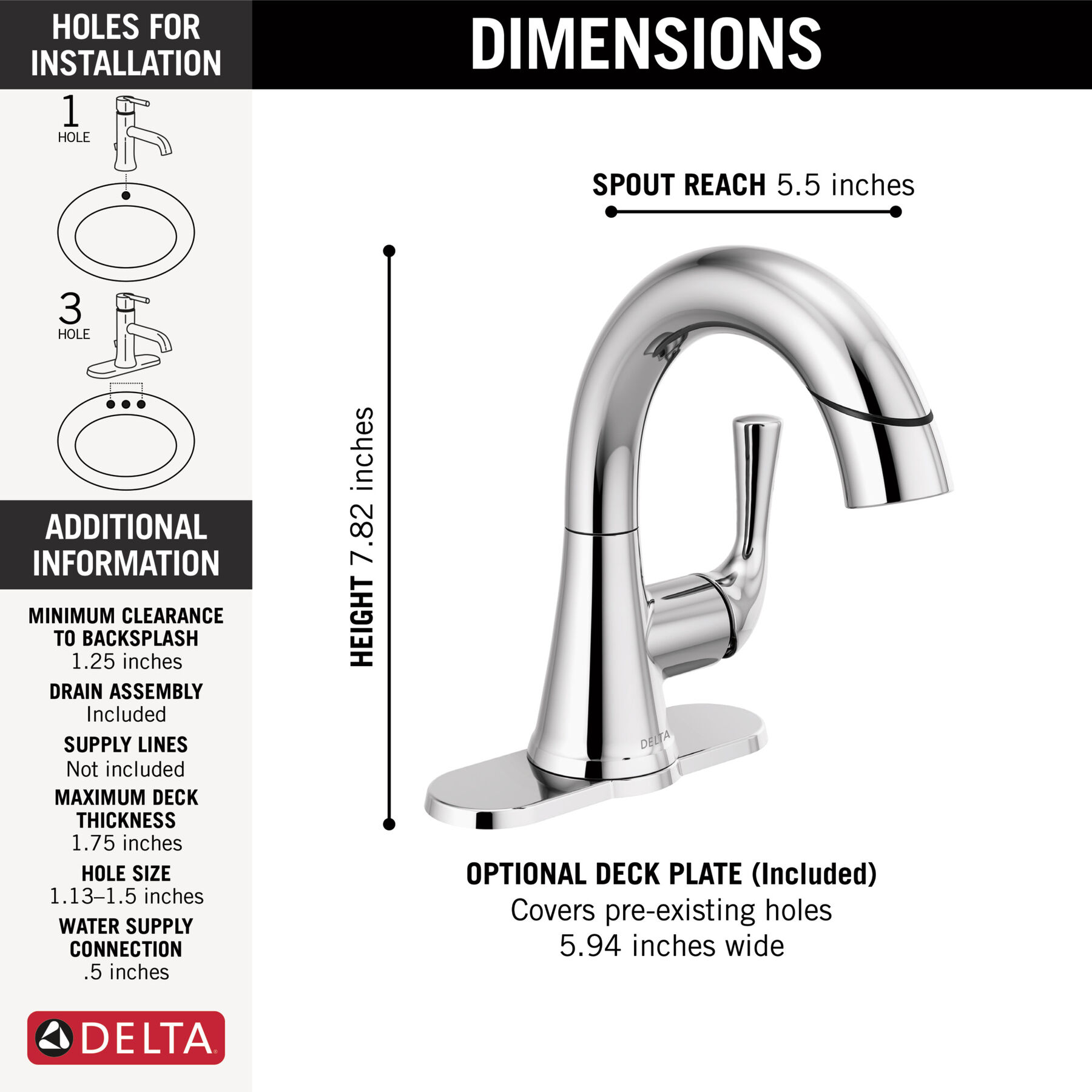 Single Handle Pull-Down Bathroom Faucet in Chrome — thumbnail 3