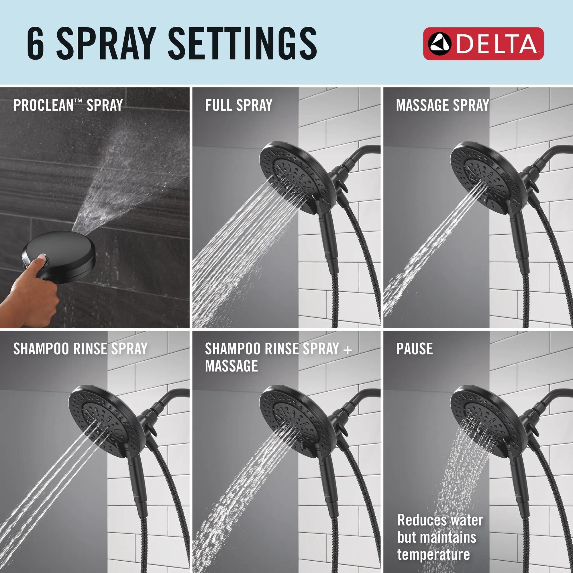 6-Setting In2ition® with ProClean® in Matte Black 75654BL | Delta