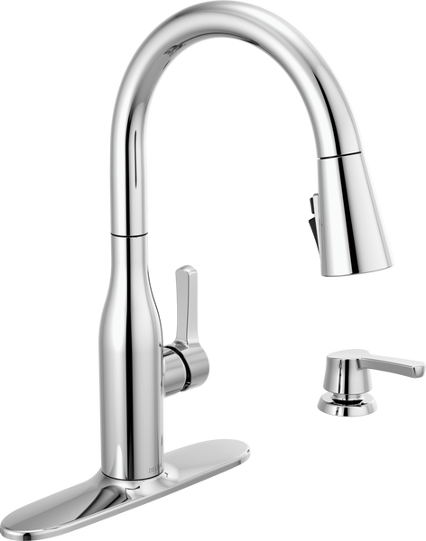 Single Handle Pull-Down Kitchen Faucet with Soap Dispenser and