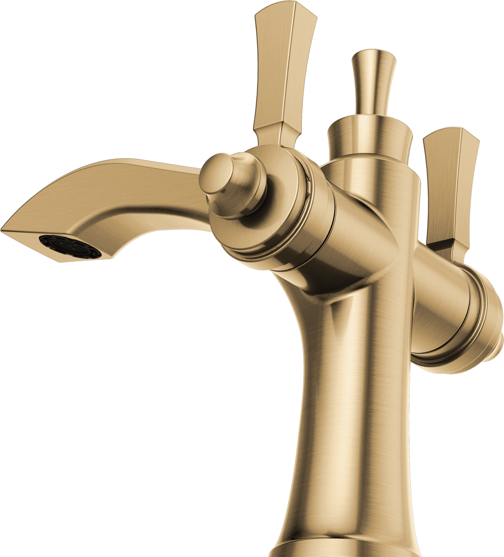 Two Handle Single Hole Monoblock Bathroom Faucet in Champagne