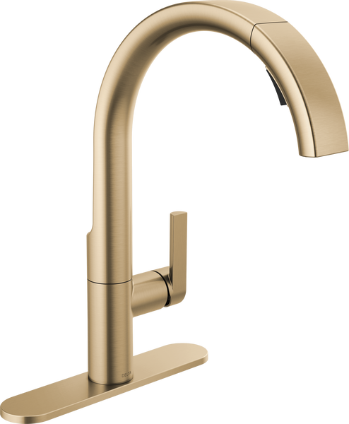 Single Handle Pull-Down Kitchen Faucet in Champagne Bronze 19824LF