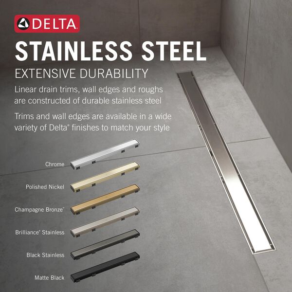 24" Linear Shower Drain Wall Edge in Champagne Bronze DT0732470-CZ ...