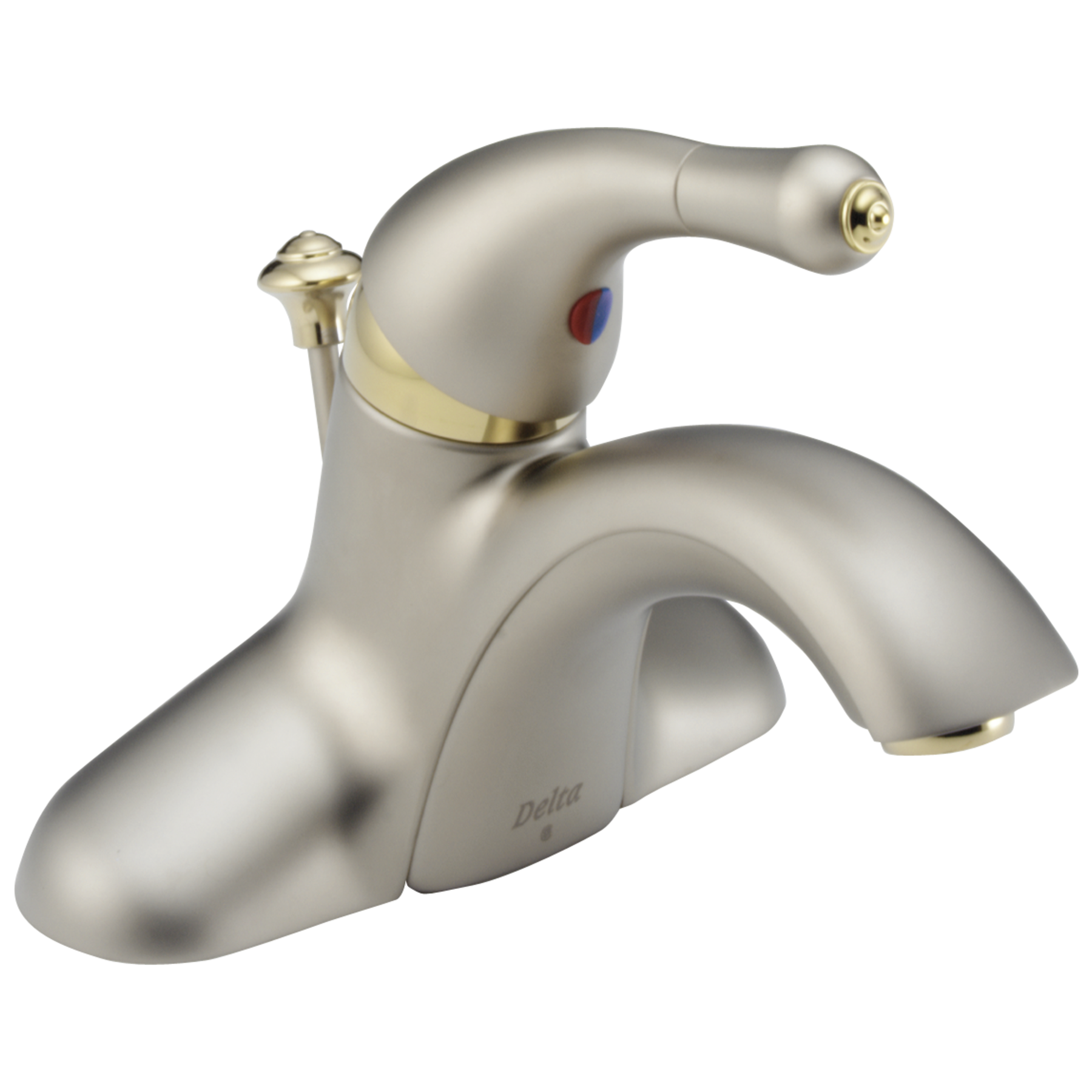 Single Handle Centerset Lavatory Faucet in Pearl Nickel & Brass 544