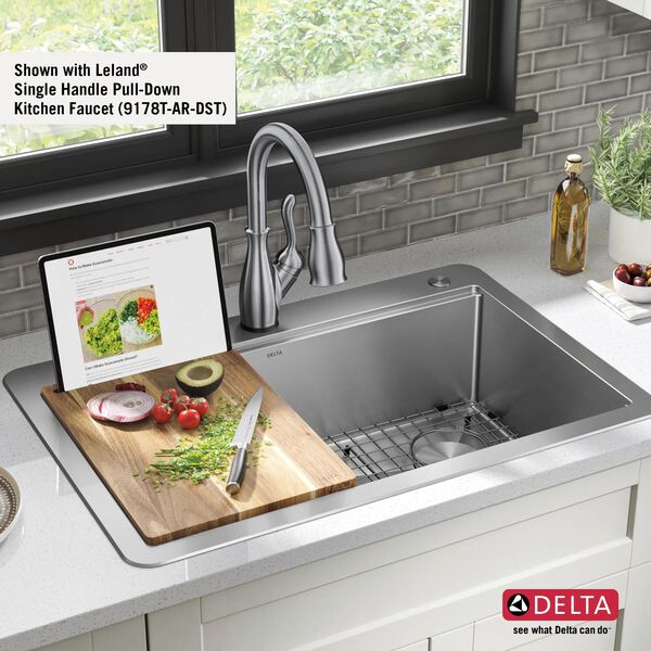 33” Workstation Kitchen Sink Drop-In Top Mount Stainless ...
