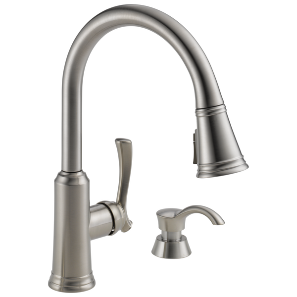 Single Handle Pull-Down Kitchen Faucet with Soap Dispenser and