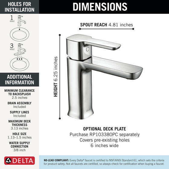 Single Handle Project-Pack Bathroom Faucet in Chrome 581LF-PP | Delta ...